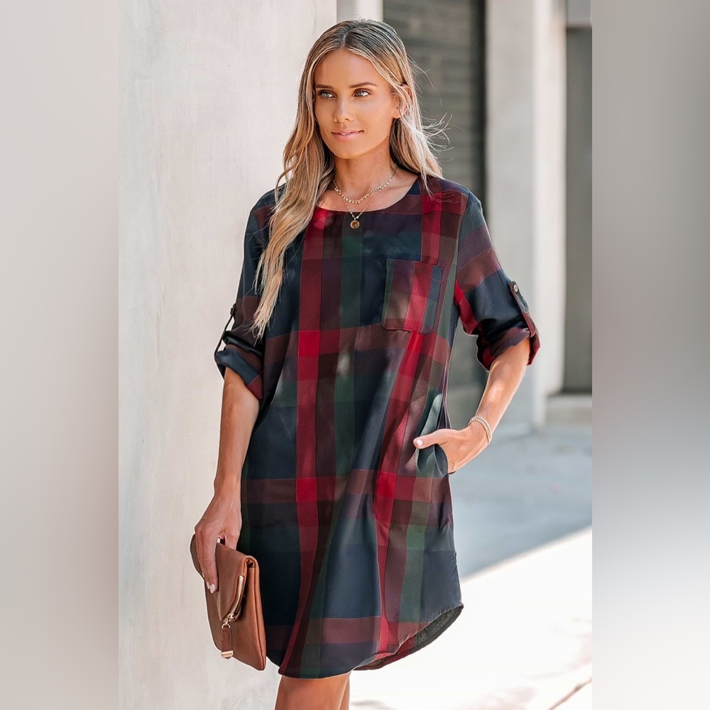 Cupshe Plaid Dress - Red and Blue